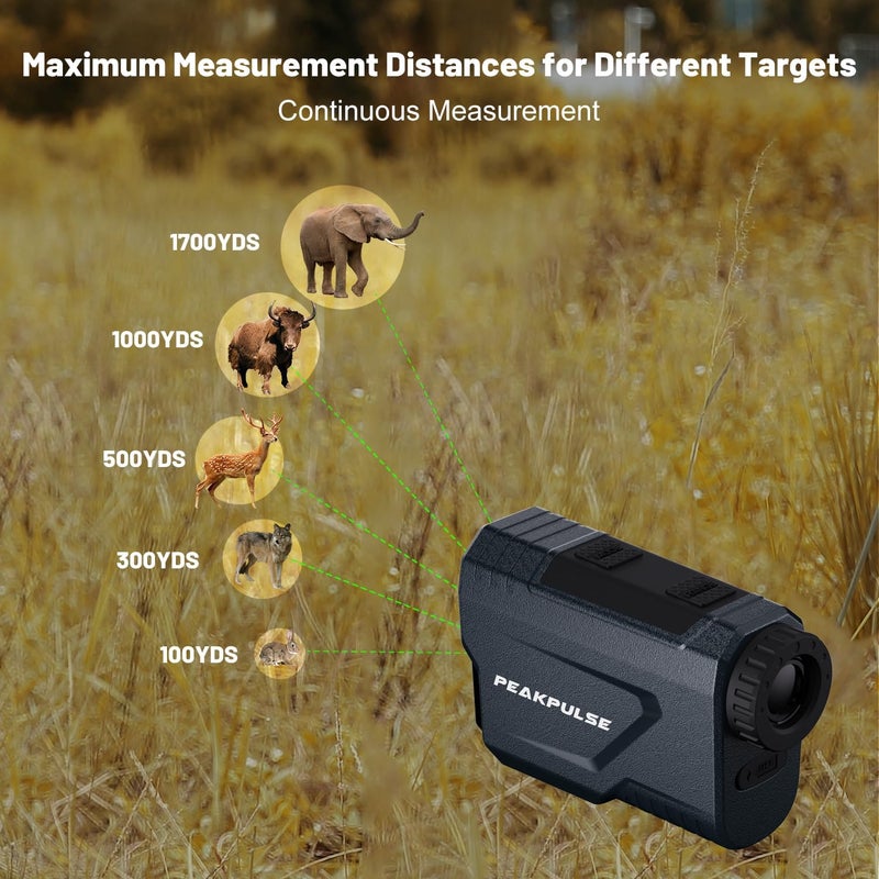 PEAKPULSE Hunting Range Finder 1700 Yards Rangefinder for Hunting Hunter 7X Magnification Rechargeable Battery Distance Vertical Horizontal Angle Speed Scan Clear - Image 4